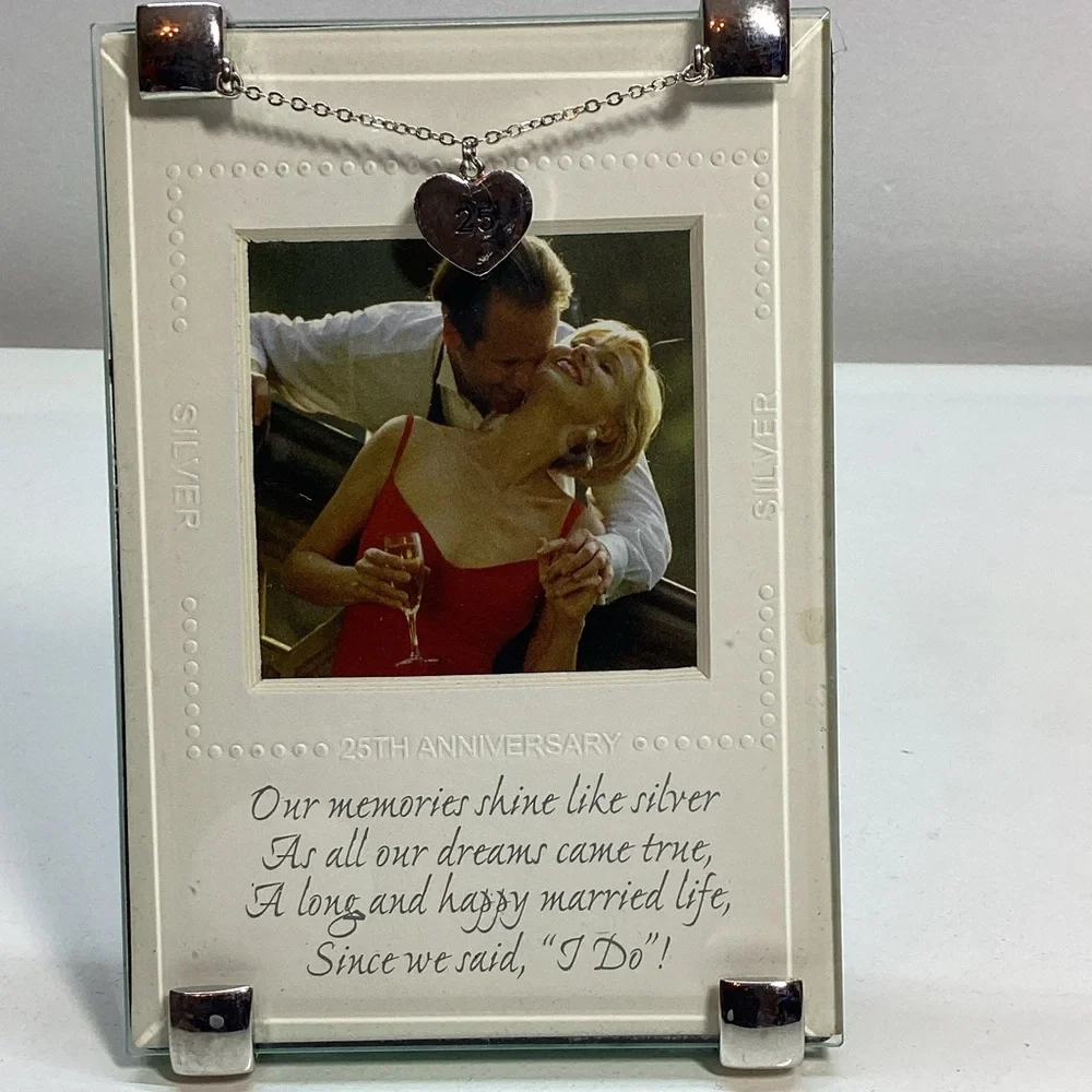 25th Wedding Anniversary Black and Silver Photo Frame